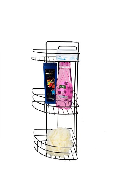 MK YAPI Suport pentru șampon MK-TRIPLE CORNER NEGRU 53X21X29 CM