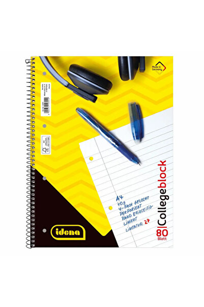 Idena Collegeblock A4, 80 pages, dictando, with spiral, tear-off and perforation system