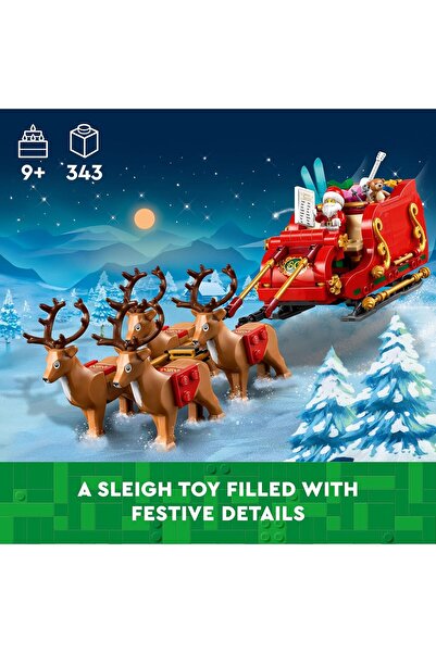 LEGO Santa's Sleigh 40499 Building Set with Minifigure and Reindeer Figures