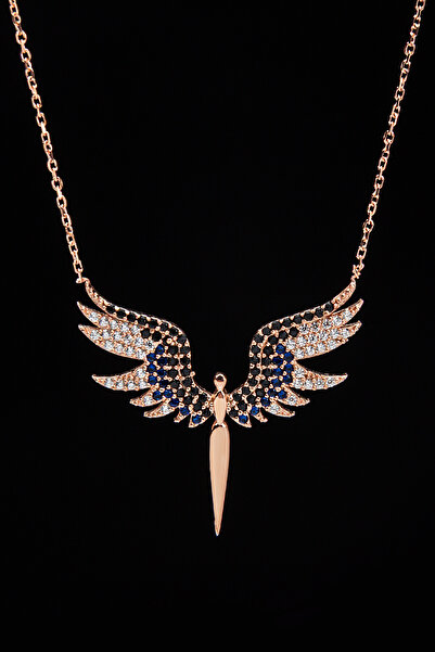 OTTOTESBİH Rose Kaplama Kadın Kolye 925 Ayar Gümüş Kolye Mikail Meleği Kolye