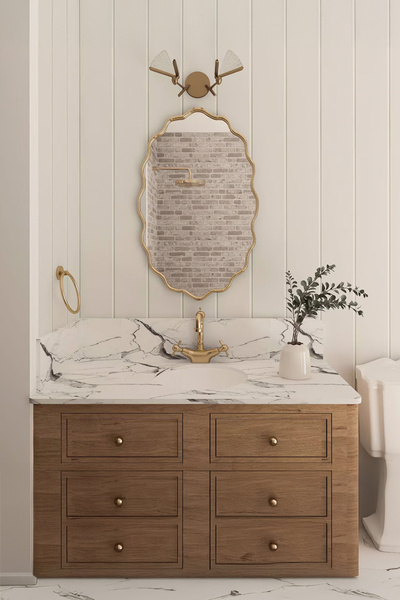 Fawdecor Premium Şık Modern Estetik Ahşap Çerçeveli Duvar Aynası Banyo Aynası...