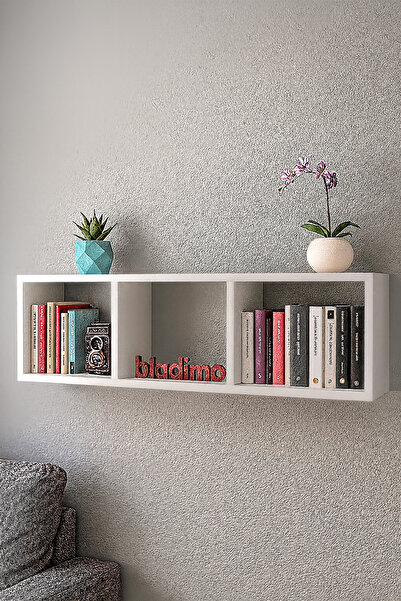 Bladimo Bladiva Duvar Rafı Kitaplık Dekoratif Raf Beyaz