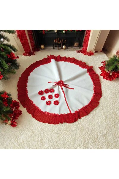 MODA NUR Новорічна ялинка під покривало, килимок під ялинку, червоний колір, плюш, 85 см