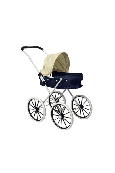 CREATIVE Foldable Doll Stroller with Large Wheels and Detachable Sunshade, 57x33x65 cm, White-Blue/White-Pink