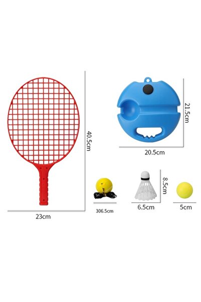 Flippy Kids Badminton Set - 2 Rackets, Butterfly Design, 2 Balls, Elastic Training Ball, 40.5x23 cm,