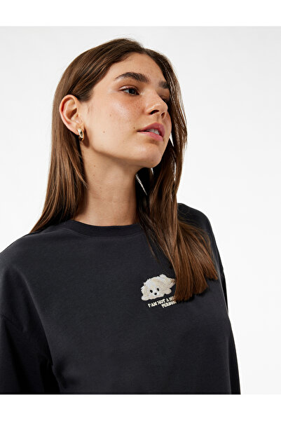 Koton تي شيرت رمادي نسائي بأكمام قصيرة