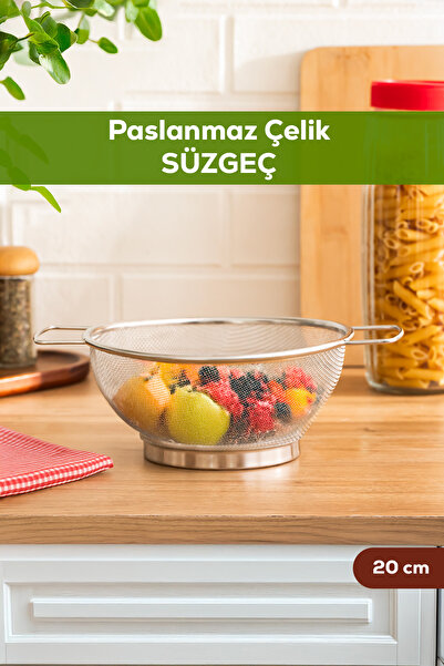 Porsima Ivory Handle Stainless Steel Strainer Pasta Strainer Fruit and Vegetable Washing Apparatus Colander 20cm