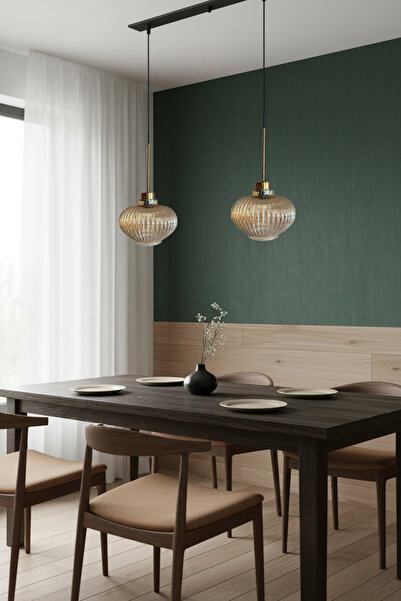 Bamyum Ruiz Cam Bal Rengi İkili Avize İnce Eskitme Başlık Retro Sarkıt Lamba ...