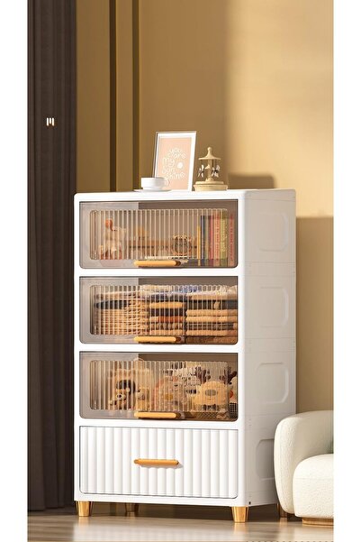 Gogoya 4-Layer Storage Boxes with Lids-Large Stackable Transparent Multi-layer Organizer for Home, Kitche