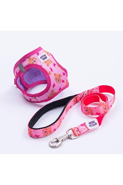 Pettrend Teddy Club Göğüs Tasması ve Sevk Kayışı Tasma Seti Ayıcıklı Kedi Köpek Göğüs Tasması Seti