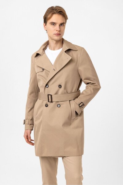 Back And Bond Bej Regular Fit Casual Kruvaze Trençkot