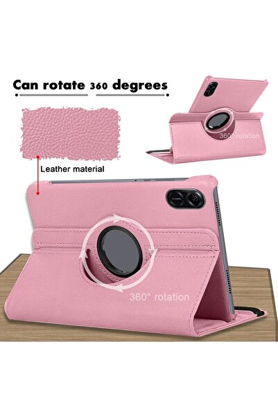 007 Kejuthrv Case for Honor Pad X9/X8 Pro 11.5 inch Faux Leather Flip Cover with Rotating Stand, Pink