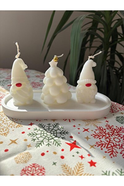 FLAME CANDLE HANDMADE CANDLES Yılbaşı Özel , 4 Parça Yeniyıl Temalı Mum Seti ...