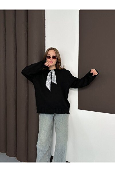 Lamierra Pulover tricotat pentru femei Yumoş cu eșarfă