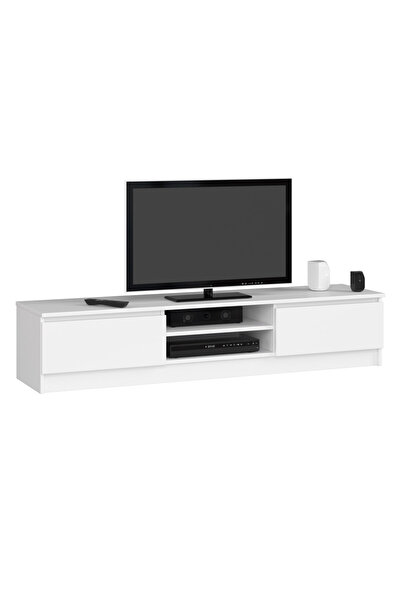 SERSIMO Dulap TV cu 2 uși și rafturi centrale, PAL laminat, 160x40x33 cm, alb mat