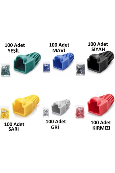 Derwell 600'lü Paket Rj45 Cat6 Cat6e Cat5 Cat5e Ethernet Ağ Kablosu Jakı Koru...