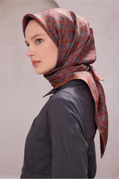 Belli Tivil Pure Silk Scarf 4214 - 04 Αφηρημένο σχέδιο με αφηρημένη ζώνη καπνιστού χρώματος