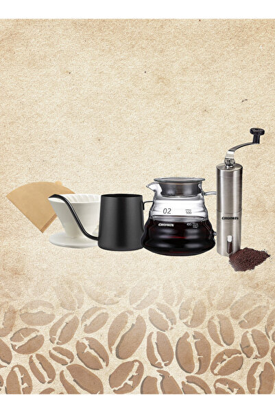 CHOIWIN V60 Coffee Set 6 Piece Coffee Drip Coffee Making Kit Premium Pour Over Manual Grinder Dripper