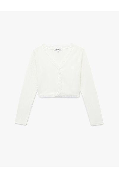 Koton Beige Women's V-Neck Crop T-Shirt