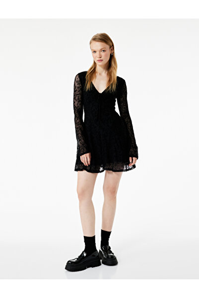 Koton Black Women's Tie Detail Overall