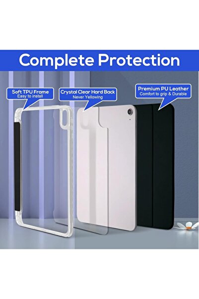 007 LGVNOWA iPad Case for 11-inch (A16) 2025 & 10.9-inch (2022) – Hard Shell with Pen Holder, Transpar