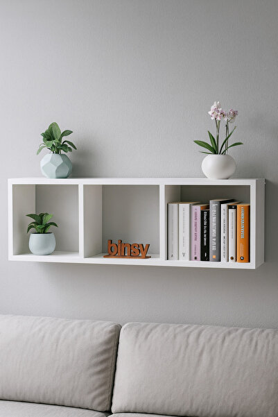Bladimo Bladiva Duvar Rafı Kitaplık Dekoratif Raf Beyaz
