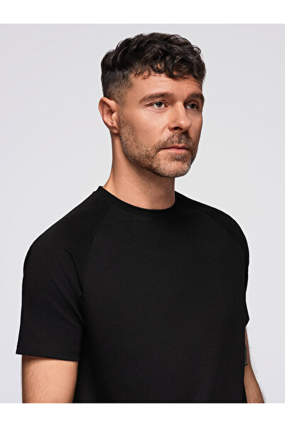 OMBRE Ανδρικό T-shirt COMFORT FIT με μανίκι Raglan - Μαύρο V2 OM-TSCT-0240