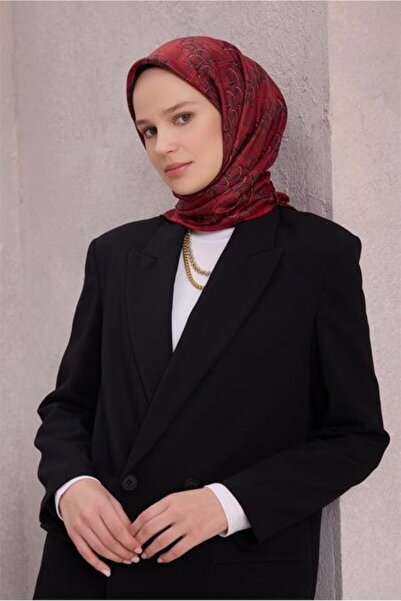 Belli Tivil Pure Silk Scarf 4214 - 31 Αφηρημαντικό σχέδιο με αφηρημαντική ζώνη μπορντό