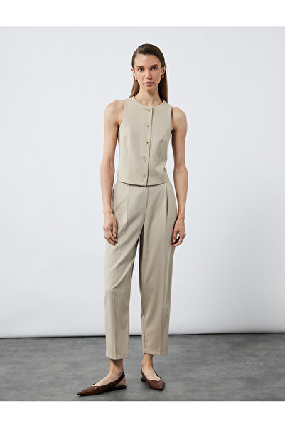 Koton بنطلون سيجارة بني بحزام للنساء