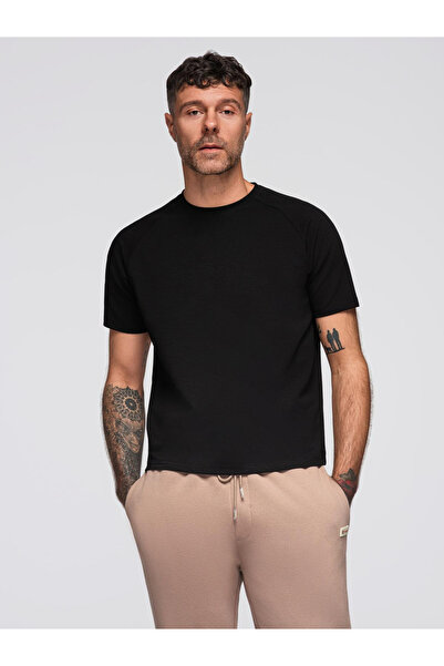 OMBRE Ανδρικό T-shirt COMFORT FIT με μανίκι Raglan - Μαύρο V2 OM-TSCT-0240