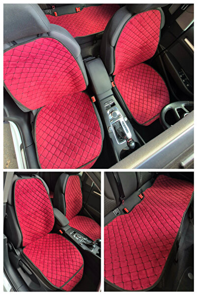 TUSBA MARKET وسادة مقعد السيارة باللون الأحمر الداكن مع جيب، طقم من 3 قطع |  ...