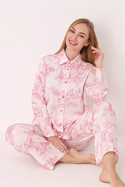 NBB Women's Long Sleeve Front Buttoned Pajama Set 68266