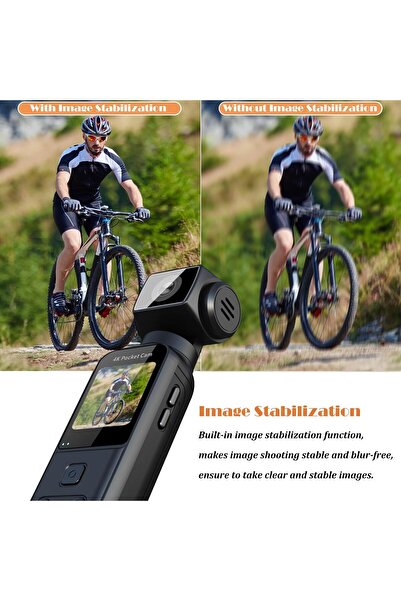 HYX 4K Body Camera with External Microphone, Mini Pocket Cam, 270° Rotation, 64GB Included