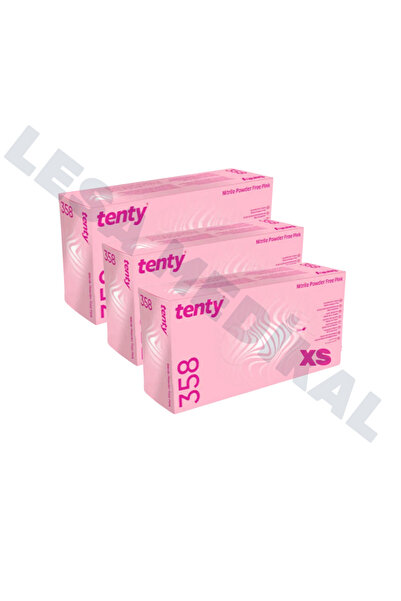 bisepetim TENTY Nitril Pudrasız Muayene Eldiveni Pembe XS Beden (3’lü Paket)