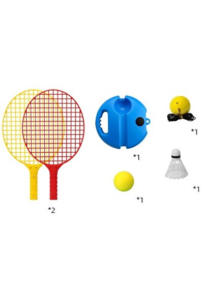 Flippy Kids Badminton Set - 2 Rackets, Butterfly Design, 2 Balls, Elastic Training Ball, 40.5x23 cm,