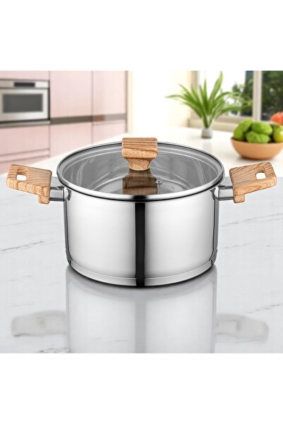 FLORINA Κατσαρόλα από ανοξείδωτο ατσάλι Fitter, με γυάλινο καπάκι, 24 cm, 5,6 λίτρα