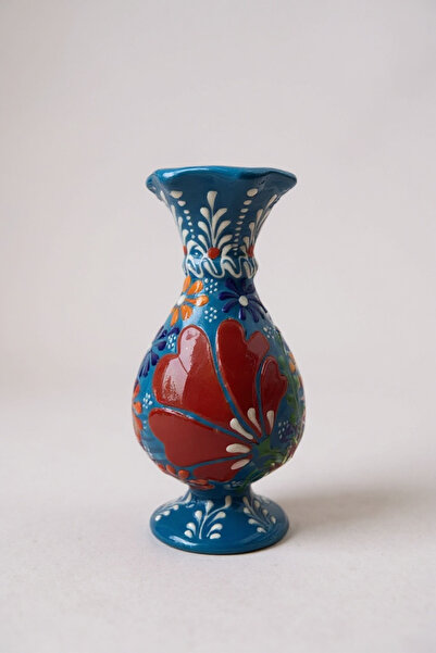 STORESZA El Yapımı Dantel İşçiliği 15Cm Sümbül Çini Vazo