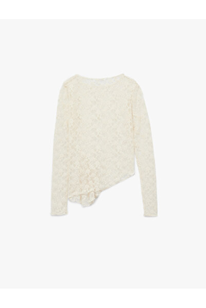 Koton Beige Women's Long-Sleeved T-Shirt