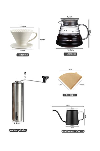 CHOIWIN V60 Coffee Set 6 Piece Coffee Drip Coffee Making Kit Premium Pour Over Manual Grinder Dripper
