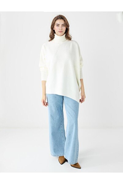 Jimmy Key Крем-колірний светр з рибальським коміром і низькими плечима