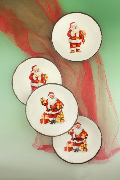 Bursa Porselen Dekor Santa Joy 4 Pieces Flow Porcelain Pie Plate