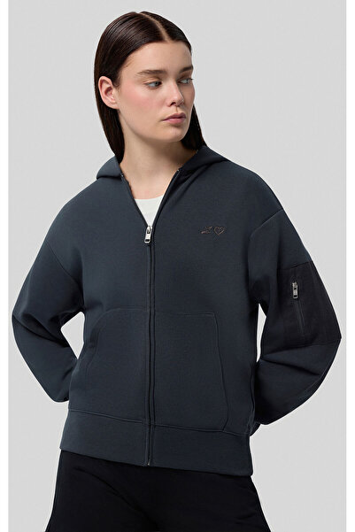 Champion Eco Future Full Zip Hoodie Sweatshirt Gri Kadın Sweatshirt -117978-ES535