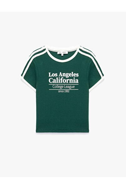 Koton تي شيرت نسائي أخضر مطبوع