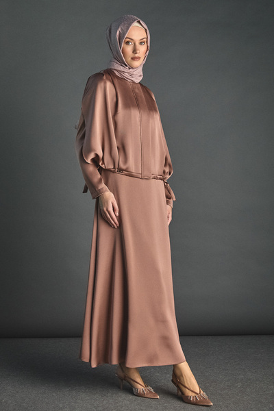 Setrms Yelekli Elbise Saten İkili Takım