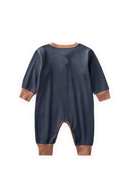 Cigit Piped Detail Jumpsuit 0-2 Years Old Navy Blue