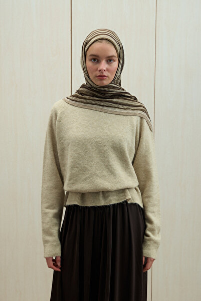 cs camellia scarf Ecru Dreams Müslin Şal - Olive