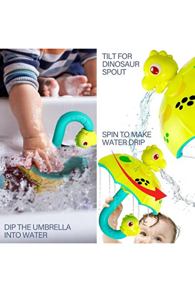 Generic Kids Bath Toy — Dinosaur Umbrella Sprinkler with Bubbles and Spinning Spray (Ages 2–6)