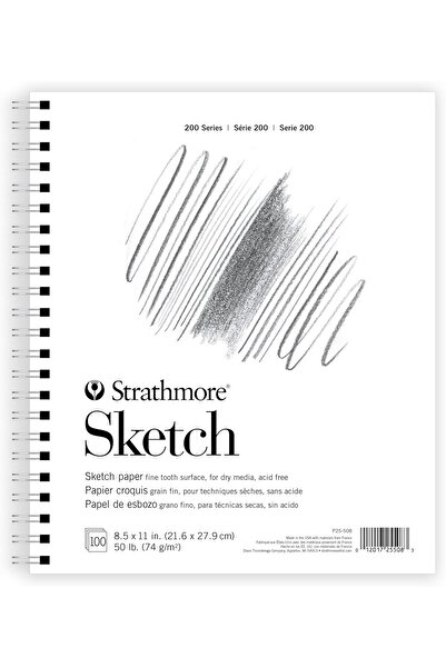 Strathmore 200 Series Sketch Pad, 8.5 x 11 in, 100 Sheets, Side Wire Sketchbook