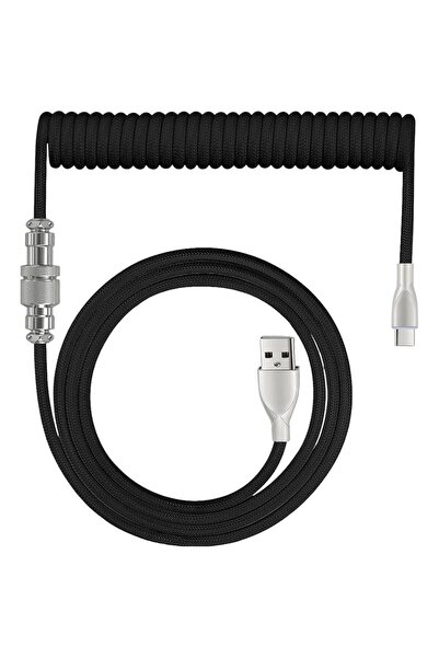 Bukela كابل USB-C ملفوف مخصص للوحات المفاتيح الميكانيكية للألعاب مع طيار معدن...