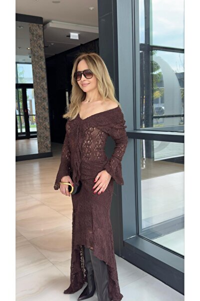 FEMİAS Brown Flawless Detailing Lace Blouse